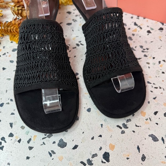 NEW ZARA Braided Black 90s Kitten Heel Women’s Mules Slide Sandals Sz 39 - Picture 2 of 11